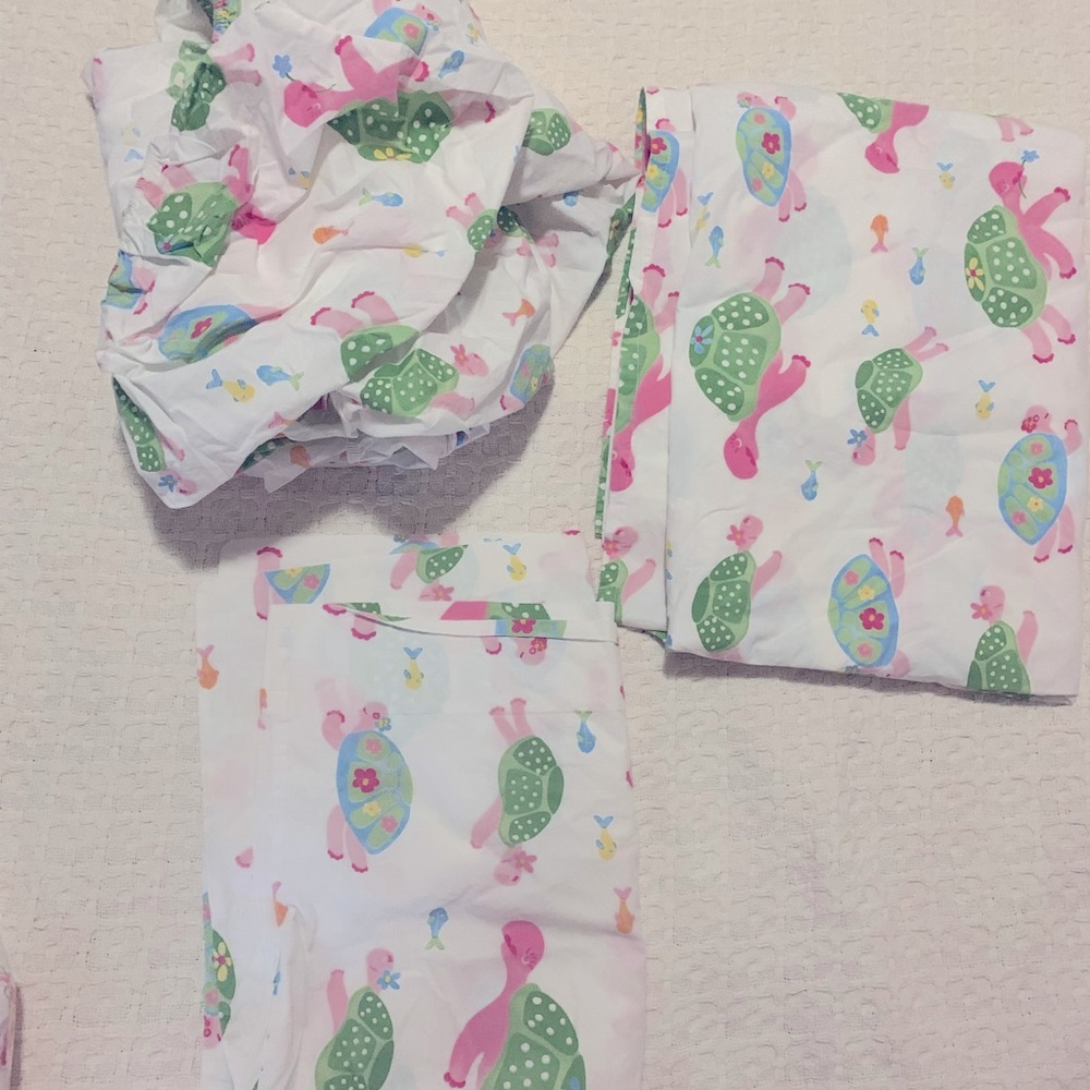 Pottery Barn Kids 3 Pc Twin Turtles Sheet Set